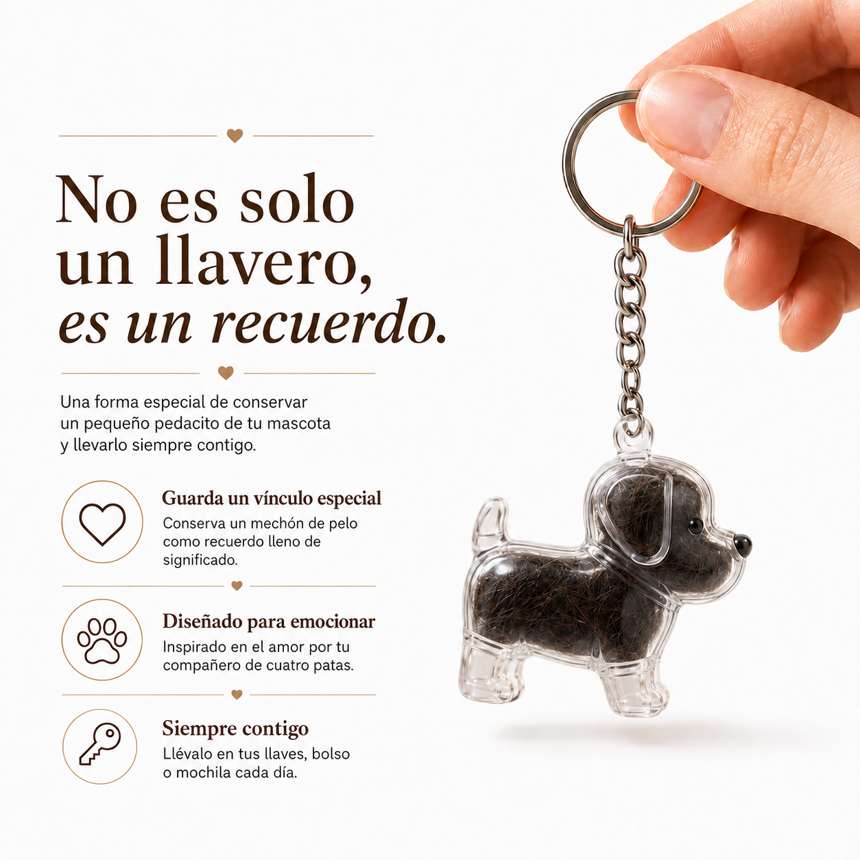 Llavero Mechoncito - Un pedacito de tu regalón, contigo a todas partes.